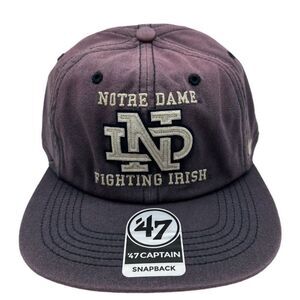 47 Brand Captain Notre Dame Irish Snapback Hat Cap Distressed Double Play